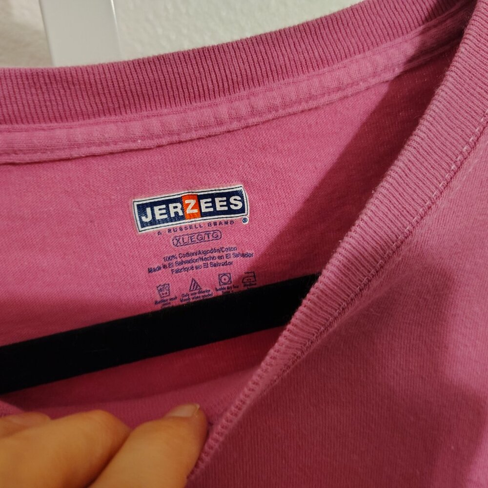 Jerzees Women's Short Sleeve Crewneck Top Size XL Cotton Pink Vintage - Picture 6 of 10